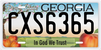 GA license plate CXS6365