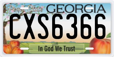 GA license plate CXS6366