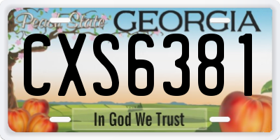GA license plate CXS6381