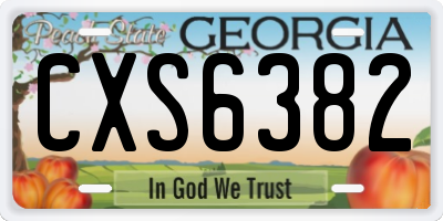 GA license plate CXS6382