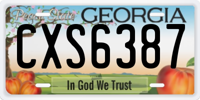 GA license plate CXS6387