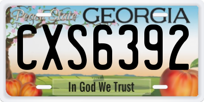 GA license plate CXS6392