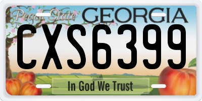 GA license plate CXS6399