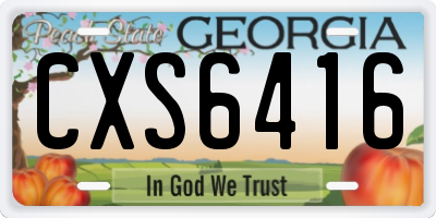 GA license plate CXS6416
