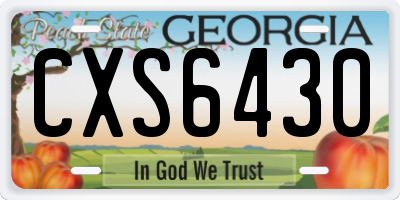 GA license plate CXS6430