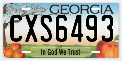 GA license plate CXS6493