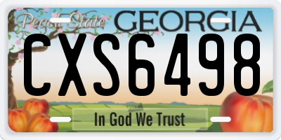 GA license plate CXS6498