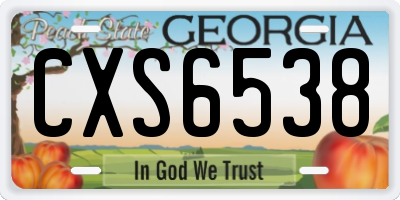 GA license plate CXS6538