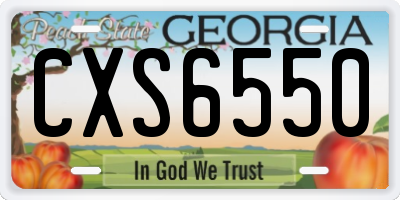 GA license plate CXS6550