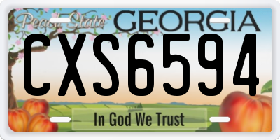 GA license plate CXS6594