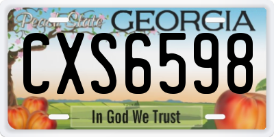 GA license plate CXS6598