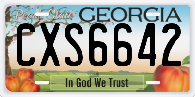 GA license plate CXS6642