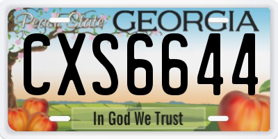 GA license plate CXS6644
