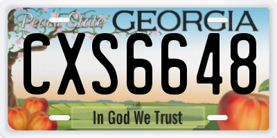 GA license plate CXS6648