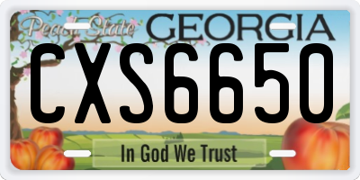 GA license plate CXS6650