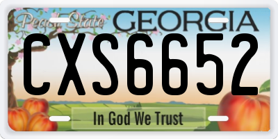 GA license plate CXS6652