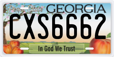 GA license plate CXS6662