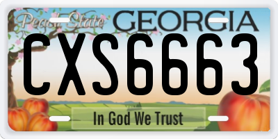 GA license plate CXS6663