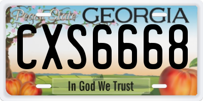 GA license plate CXS6668
