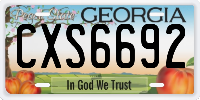 GA license plate CXS6692