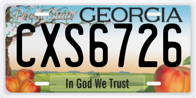 GA license plate CXS6726