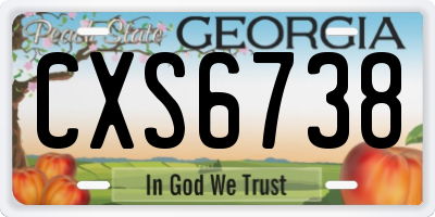 GA license plate CXS6738