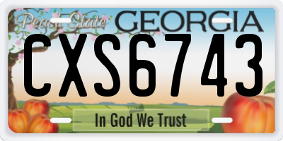 GA license plate CXS6743