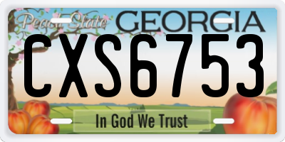 GA license plate CXS6753