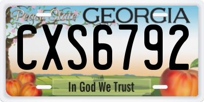 GA license plate CXS6792