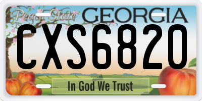 GA license plate CXS6820
