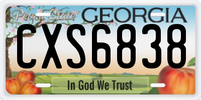 GA license plate CXS6838