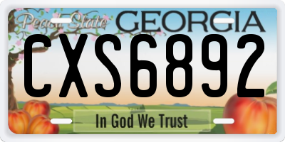GA license plate CXS6892