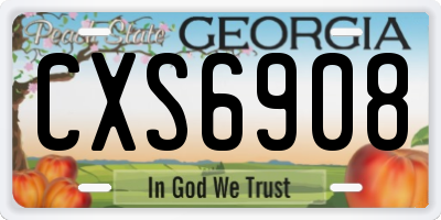 GA license plate CXS6908