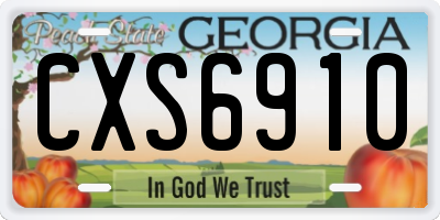 GA license plate CXS6910