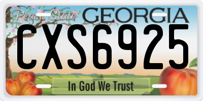 GA license plate CXS6925