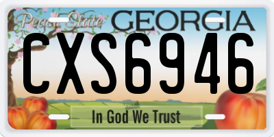 GA license plate CXS6946