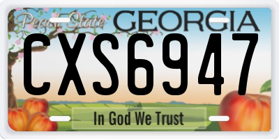 GA license plate CXS6947