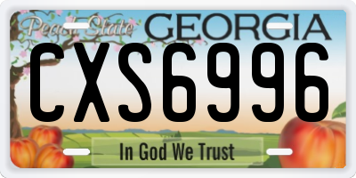 GA license plate CXS6996