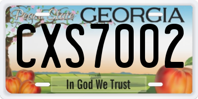 GA license plate CXS7002