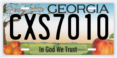 GA license plate CXS7010