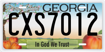 GA license plate CXS7012