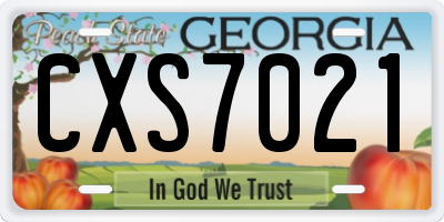 GA license plate CXS7021