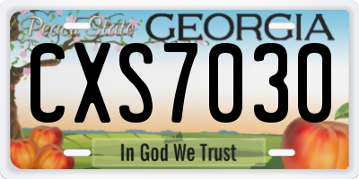 GA license plate CXS7030