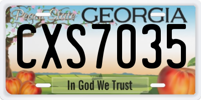 GA license plate CXS7035