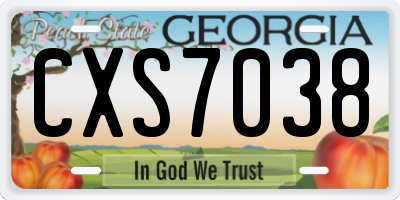 GA license plate CXS7038