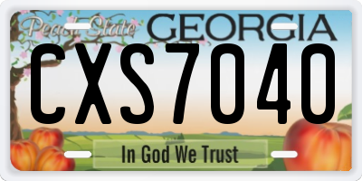 GA license plate CXS7040