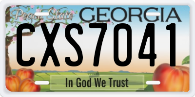 GA license plate CXS7041