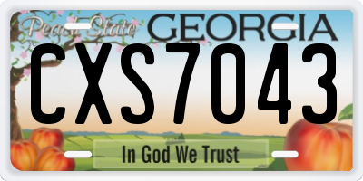 GA license plate CXS7043