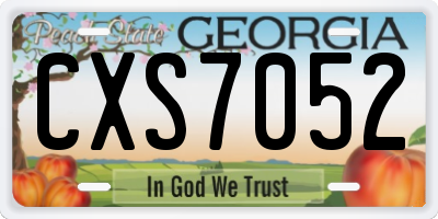 GA license plate CXS7052