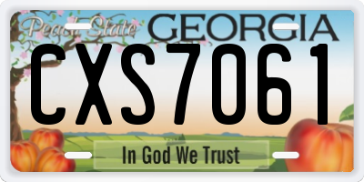 GA license plate CXS7061